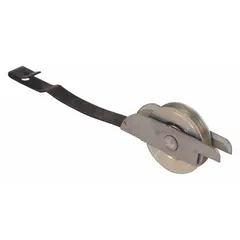 This tension spring roller is a screen door hardware component used in sliding screen door assemblies. It provides tension to keep the screen door properly aligned and rolling smoothly along its track. Sold as a pair, each roller has an overall height of 7 23/64 in and comes in an unfinished black finish.