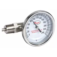 DWYER Dial Thermometer: 0°F to 240°F, ±2%Full Scale Accuracy, 4 in Stem Lg, 3 in Dial Dia (MPN BTLS34051)