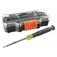 KLEIN TOOLS Precision Screwdriver Set: 40 Tips, 6 1/4 in Overall Lg, Magnetic, Single End, 32717
