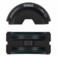 U-die set for crimping #1 AWG copper conductors. Designed for use with the DEWALT DCE310 crimper. Used in electrical installations for creating connections on copper lugs and splices.