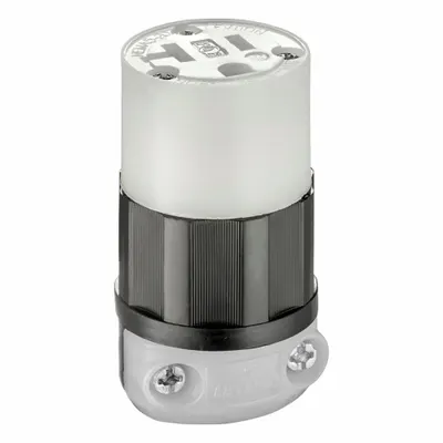 LEVITON Straight Blade Connector: 5-20R, 125V AC, 20 A, 2 Pole, 3 Wire, Black/White (MPN 5369-C) - General Purpose Connectors