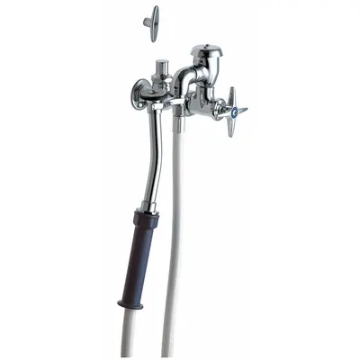 CHICAGO FAUCETS 809-CP Bedpan Washer Mounting Hardware, 1 1/2 in Spud Connection - Bedpan Washers