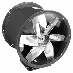 This Dayton belt-drive fan is designed for moving clean air in industrial ventilation systems. It features an 18-inch blade, a maximum noise level of 38 sones at 5 feet, and Type B spark-resistant construction. The fan is intended for vertical mounting and is supplied without a drive package.