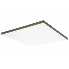 This 375W radiant ceiling heater operates on 240V AC, 1-phase power. The white housing measures 24 in x 24 in x 1 in and is designed for surface or recessed mounting in drop ceilings. Suitable for providing supplemental heat in commercial or residential spaces.