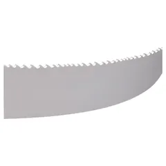 Bi-metal band saw blade from the TENNAX-PRO series, 7 ft 9-1/2 in length with 3/4 in width. Features a hook cutting edge for efficient chip removal. Designed for cutting structural shapes such as I-beams, channels, and angles in ferrous metals.