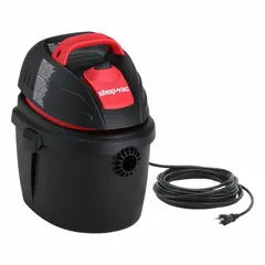 This SHOP-VAC mini vacuum features a 2-1/2 gallon plastic tank for wet and dry pickup. It includes a 4-foot hose with a 1-1/4 inch diameter, suitable for light-duty cleanup of liquids and debris in workshops, maintenance areas, and industrial facilities.