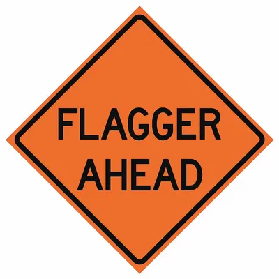 EASTERN METAL SIGNS AND SAFETY Roll Up Traffic Sign: 48 in x 48 in Nominal Sign Size, Polyester/PVC, 0.015 in - Flagger Ahead Signs