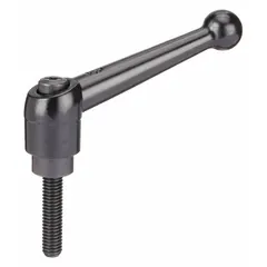 Ball-style adjustable handle with threaded stud, zinc body and steel thread. M8 size, 64 mm length. Used for manual adjustment and clamping in industrial machinery, jigs, and fixtures.