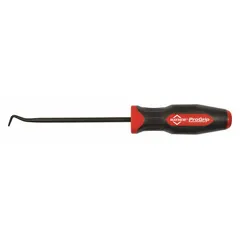 This single-end pick is constructed from steel and features a multi-angle tip for accessing confined spaces. It is used for precision tasks such as aligning, prying, and removing small components in mechanical and industrial settings.