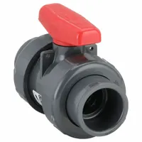SPEARS Manual Two-Way Ball Valve: 1 1/4 in, PVC, Straight, Socket x FNPT, Full Port Ball Port, Tee (MPN 3629-012)