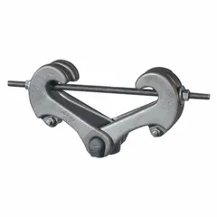 This tong-style beam clamp is forged from steel with a zinc-plated finish. It is designed to suspend 1/2 in threaded rod from steel beams in overhead support systems. The clamp has a load capacity of 4,480 lb and includes a locknut for secure attachment.