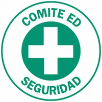 Hard Hat Label: Comite Ed Seguridad, 2 in Dia, English, Non-Reflective, 4 Labels, Circle, Std, 4 PK (MPN 49567)
