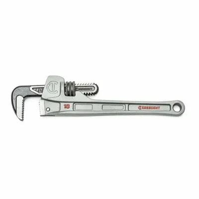 CRESCENT Pipe Wrench: Aluminum, 1 9/10 in Jaw Capacity, Serrated, 10 in Overall Lg - Straight Pipe Wrenches