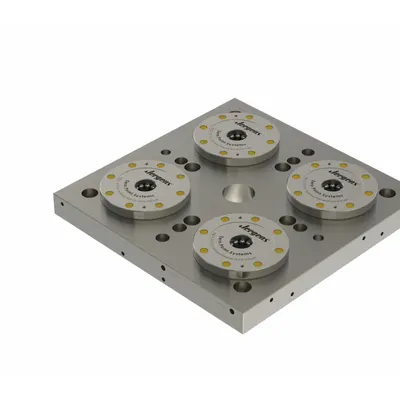 JERGENS Subplate: ZPS, Square, Steel, 400 mm W x 400 mm L x 39 mm H, 105.82 lb Wt - Zero Point System Fixturing Subplates