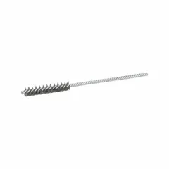 This double-stem brush is designed for heavy cleaning of carbon steel surfaces, such as removing rust, scale, and debris from pipes and tubes. It is commonly used in industrial maintenance, fabrication, and repair applications. The brush features a 3/8 in diameter and 0.006 in fill diameter.