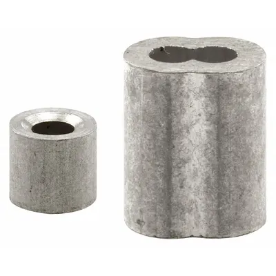 PRIME-LINE Ferrule and Stop: Aluminum, 4 5/8 in Overall Ht, 2 23/32 in Overall Wd - Cable Ferrules & Stops
