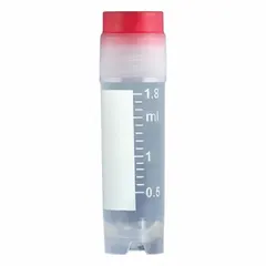 APPROVED VENDOR 3012R Polypropylene Cryogenic Vial, 2 mL, Sterile, Self-Standing, Round Bottom, Red Closure