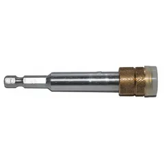 This ZEPHYR bit holder is designed for use with power tools, featuring a 1/4-inch hex shank that accepts standard hex-shank bits. The magnetic tip holds the bit securely during fastening and drilling tasks. Suitable for general assembly and maintenance work, it is not rated for impact drivers.