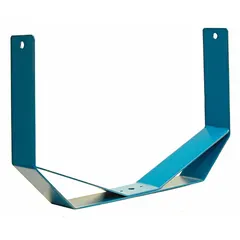 Steel mounting bracket, blue finish, 28 in length, 3 in width. Includes assembly hardware. Used for mounting fans and other equipment to structural supports in ventilation and industrial settings.