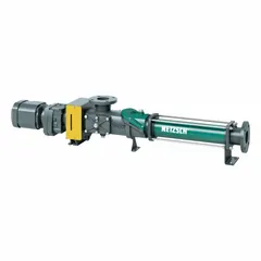 This NETZSCH rigid stator progressive cavity pump integrates a motor drive for positive-displacement pumping. Constructed with stainless steel and Viton elastomers, it features MNPT connections. Suitable for transferring viscous, shear-sensitive, or solids-laden fluids in industrial fluid-handling applications.