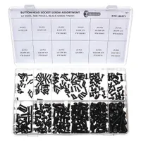Cap Screw Assortment: Button, External Hex, Alloy Steel, Black Oxide, 300 Pieces, 12 Unique Sizes (MPN BHCS631)