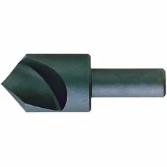 This 60° single-flute countersink is made from AlTiN coated high speed steel, with a 1-1/2 in body diameter and 3/4 in shank. Designed for deburring and countersinking holes in metal, plastic, and wood, its single-flute geometry enables fast, chatter-free cutting.