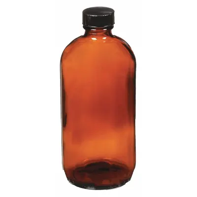 QORPAK Sampling Bottle: 480 mL, Amber, 28-400, Phenolic, 12, PolyCone - Amber Narrow Mouth Round Glass Lab Bottles