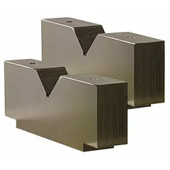 Pair of V-blocks designed for supporting cylindrical workpieces during pressing operations in H-frame presses. Each block provides stable positioning for straightening, bending, or pressing tasks. 30-ton capacity.