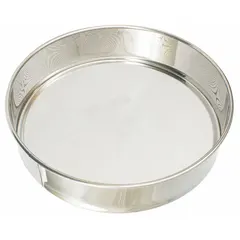 This sieve has a 12-inch diameter and a 1/16-inch mesh size, suitable for sifting and separating dry materials such as flour, powders, and granular substances. Commonly used in commercial kitchens, laboratories, and industrial settings for particle size classification.