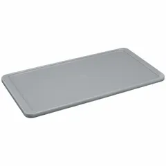 This fiberglass lid is designed for use with extreme-temperature stacking totes in industrial environments. It provides a durable, non-corrosive cover for tote contents in high-heat or cold applications. Compatible with manufacturer model number 8084085269.