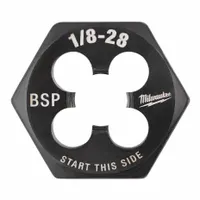 MILWAUKEE Hex Threading Die: 1/8"-28 BSP, 1 in Hex Wd, Black Oxide Carbon Steel (MPN 49-57-5390)