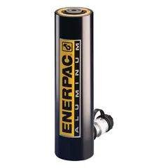 Single-acting hydraulic ram with 30-ton nominal capacity and 8-inch stroke. Constructed of aluminum for reduced weight. Used for lifting, pressing, and positioning heavy loads in industrial maintenance, construction, and manufacturing applications.