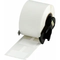 T-shaped wraparound label for wire and cable identification. Made of white matte polypropylene. Measures 1 3/16 in x 25/32 in. Compatible with BMP71 printer series; requires M61-R6210 ribbon.