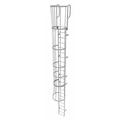 TRI-ARC Fixed Ladder with Safety Cage: 26 ft Overall Ht, 18 in Overall Wd, Steel - Safety Cage Walk Through Fixed Ladders