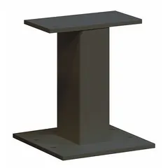 This black powder-coated aluminum pedestal is designed for mounting a cluster box unit in multi-tenant mailroom or commercial settings. It measures 14 1/2 inches high by 12 inches wide by 12 inches deep and features a bolt-mounted surface style for secure installation. Mounting hardware is not included.