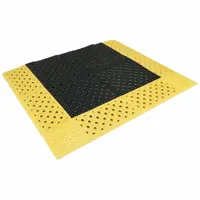 Interlocking Drainage Mat: 30 in x 4 ft, 7/8 in Thick, Diamond Tread, Black with Yellow Border (MPN 520S3048BY)