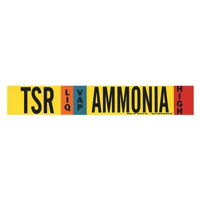 BRADY Pipe Marker: TSR, LIQ/VAP, High, Fits 2 1/2 to 7 7/8 in Pipe O.D., 1 Pipe Markers - Ammonia Adhesive Pipe Markers