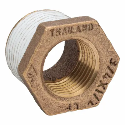 OEM APPROVED VENDOR 3/4 in x 1/2 in Class 125 Brass Reducer with - Threaded Low-Pressure Pipe Fittings for Potable Water with Thread Sealant