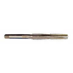 High-speed steel ACME tap with 2G tolerance class, 4 flutes, and plug chamfer. Designed for cutting ACME threads in lead screws and power transmission components. Manufacturer part number 015000AS.