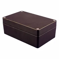 This die-cast aluminum enclosure measures 6 in x 3 in x 2 in with a solid screw-on cover. Rated NEMA 1/12/13/4/4X, it provides protection against dust, water, and corrosion for indoor or outdoor use. Suitable for housing electrical components, junction boxes, or control panels where a sealed environment is required.