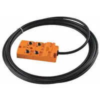 IFM Sensor Wiring Block: 4 Ports, 5 Pole M12 Female, 5 m Cable Lg, Black PUR, With LED Display (MPN EBC015)