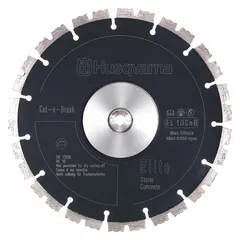 This diamond saw blade is designed for wet cutting of concrete and asphalt with a power cutter. It features a 9-inch blade diameter and a 1-inch arbor size. Suitable for construction, demolition, and roadwork applications requiring precise cuts in hard materials.