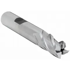 Cobalt steel square end mill with 4 flutes for slotting, profiling, and contouring in ferrous and non-ferrous materials. 15/64" cutting diameter, 5/8" length of cut, 2-7/16" overall length. Suitable for general-purpose milling operations.