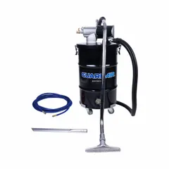 Static-conductive vacuum head for wet/dry collection in hazardous environments where static discharge must be prevented. Steel construction, 129 cfm airflow, 1 1/2 in hose diameter, 1/2 in FNPT air inlet. Head only.