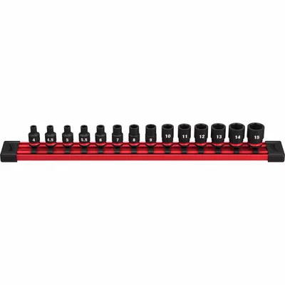 MILWAUKEE Impact Socket Set: 1/4 in Drive Size, Small Set (0-50 pieces) Set Size - Metric Impact Socket Sets