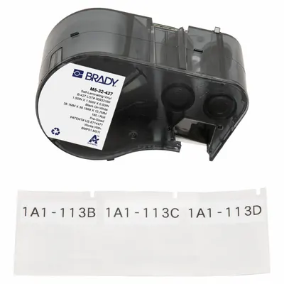 BRADY Wraparound Label: 1 1/2 in x 1 1/2 in, Vinyl, White (Matte) - Brady Precut Label Roll Cartridges