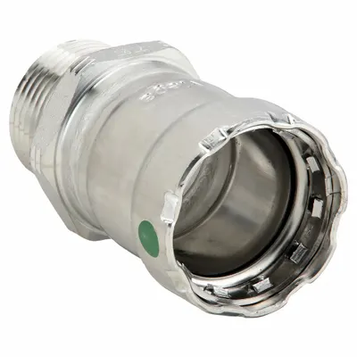 VIEGA MEGAPRESS Crimp Adapter Fitting: 1 in Pipe x 1 in Pipe Size, Press-fit x MNPT - Potable Water Stainless Steel Press Fittings