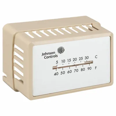 JOHNSON CONTROLS Thermostat Cover: For Johnson Controls T-4000, Cover with Thermometer Window and Logo - Pneumatic Thermostat Covers