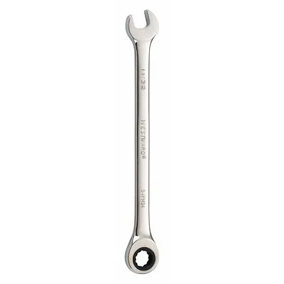 WESTWARD Combination Wrench: Alloy Steel, Chrome, 11/32 in Head Size, 5 7/8 in Overall Lg - SAE 12-Point Ratcheting Combination Wrenches