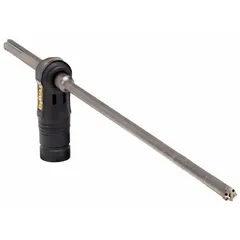 SDS-Max hollow core bit with dust-extraction port for use with compatible vacuum systems. Overall length 25 3/4 in, maximum drilling depth 15 3/4 in. Suitable for drilling in masonry and concrete for anchor installation or utility routing where dust control is required.